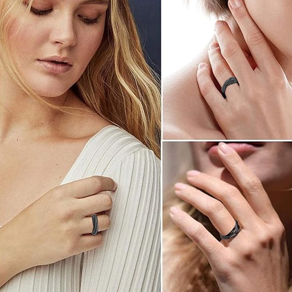 Trippelbandsringar ihopslingrade rullande ringar för kvinnor flickor rostfritt stål silver ryska vigselring storlek 6 till 9