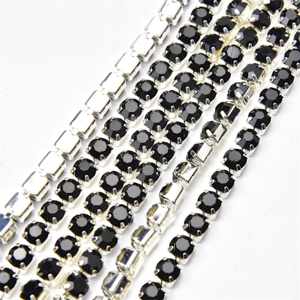 10M Rhinestone Nærkjede Trim Kløkjede Farge Rhinestone Kjede for DIY Kunsthåndverk Sy Smykker Lagging