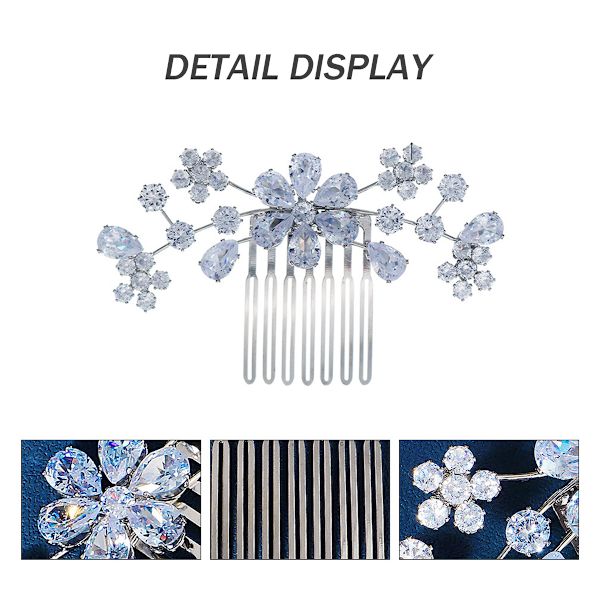 Bröllopshårkam med Falska Pärlor, Kristaller, Brudhåraccessoarer, Sida Hårkam, Klämmor, U-formad Blomma, Rhinestone Hårklämmor