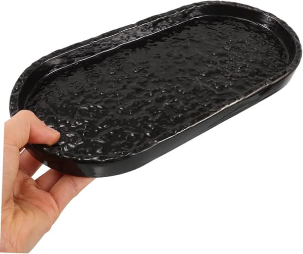 oval sort keramisk bakke til badeværelseskommode