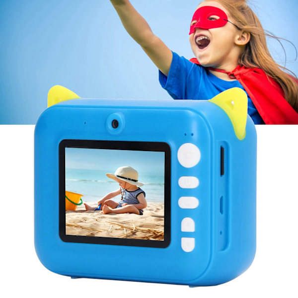 Børne Instant Kamera Multifunktion 1080P Full HD Video 2,4 tommer Børn Instant Print Kamera til Børnegaver Mørkeblå 32G (med 1 Rulle Papir)