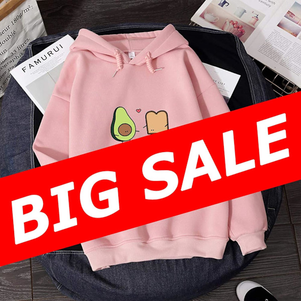 Söta Avocado Vegan Bröd Cartoon Hoodies för Kvinnor