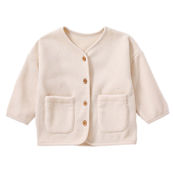 Varm vinterjacka i fleece för bebisar, dubbelsidig, bebiskläder, vinterkläder för utgång (Beige)