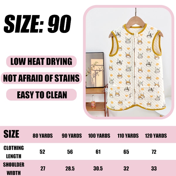 Efterårs- og vinterbaby bomulds-onesie pyjamas ærmeløs sovepose børns tynd bomuldsvest