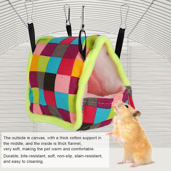 Liten Hamsterbädd för Sova och Hålla Varmt, Sovsäck Hus för Sockerflygare Igelkott Marsvin Röd Rutmönster Liten