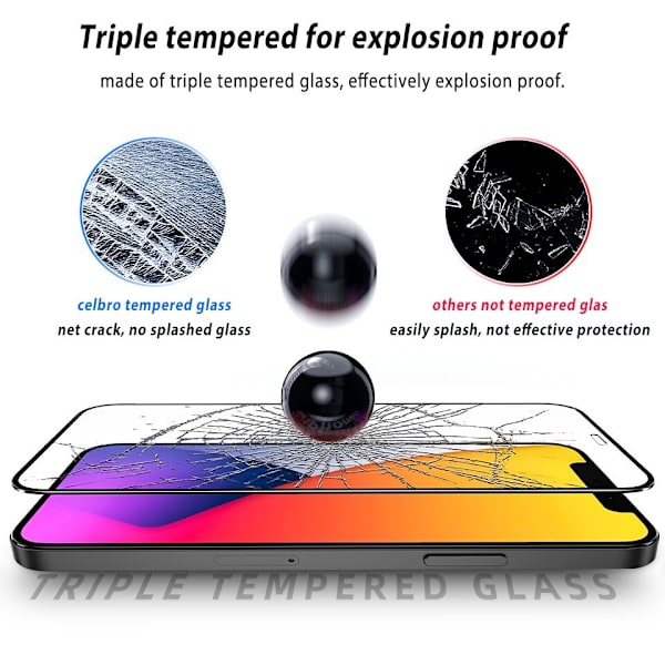 9D Skärmskydd, Härdat Glas, 2-pack, för iPhone 13, 13 PRO