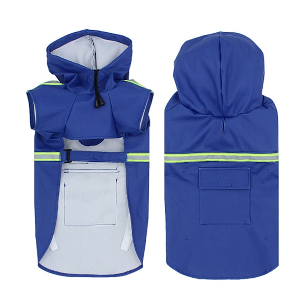 Regnjakker for store hunder med refleksstriper, hette, regnponchojakke for hunder