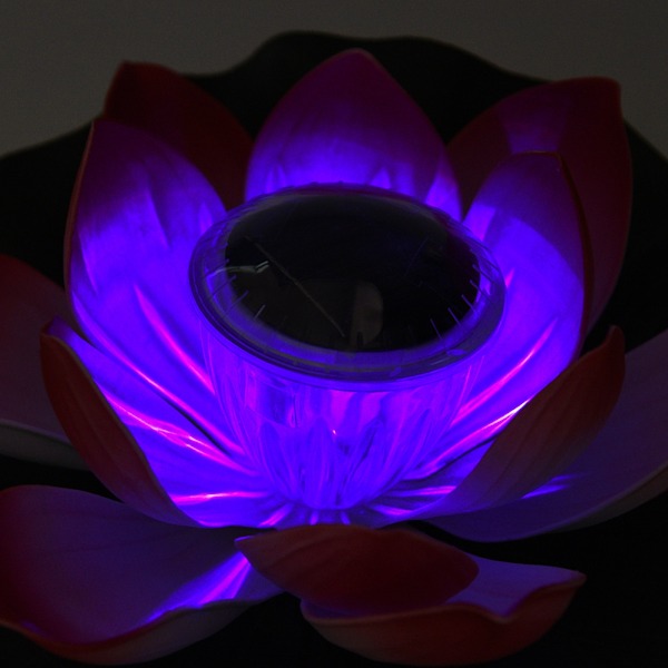 Vandafvisende Solcelledrevet LED Farveskiftende Lotusblomst Flydende Lampe Have Pool Farverig pink