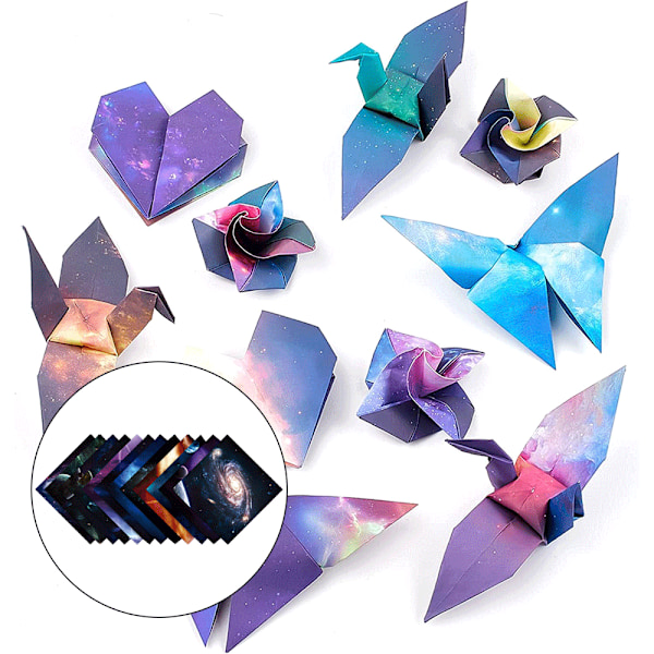 Stjärnhimmel Origami Papper 100 Ark 6 Tum Kvadrat Olika Färg på Båda Sidor Hantverk Origami Papper Konst