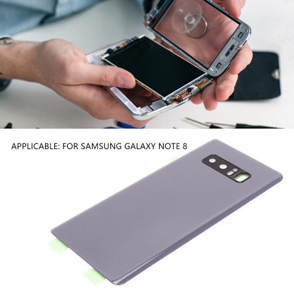 Bakre Glasöverdrag Ersättningskit för Samsung Galaxy Note 8 Framre Yttre Skärmglasöverdrag Reparationskit Lila