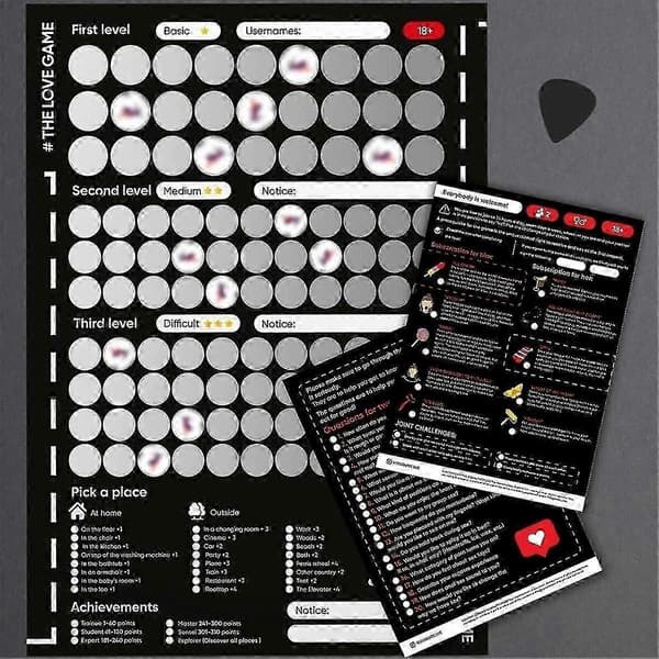 Scratch-off plakatspil for par - Valentinsdagsgave, vægplakat til hende og ham