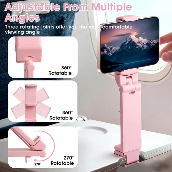 Telefonholder Sammenklappelig Tablet Stand 360° Rotation Bakke Bordmontering Sort Pink 2-pak [Ho][TT]