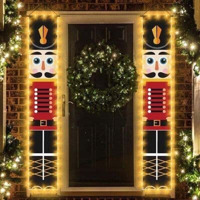 2 LED julelysssett formet som en nøtteknekker, for inngangsdør, hage, hus, innendørs og utendørs bruk