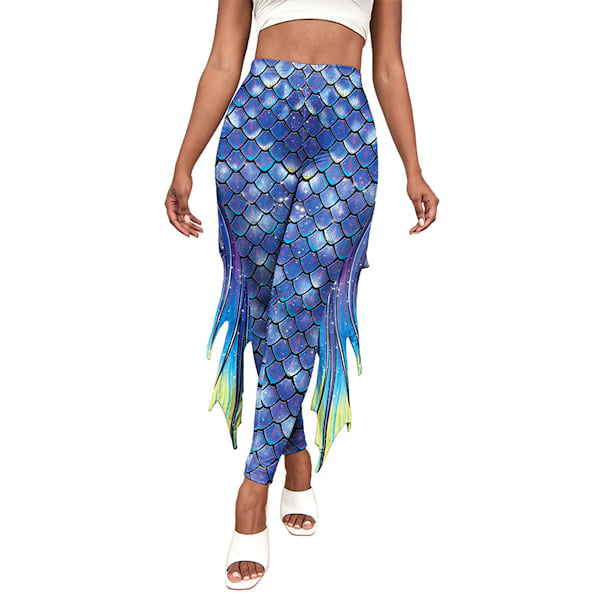 Yoga Leggings med Fiskskalmönster för Kvinnor Plus Storlek Högmidjade Byxor Halloween Cosplay Kostym Strumpbyxor Kostymer Passar för Kvinnor