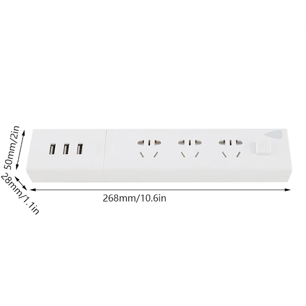 Monitoiminen seinäpistorasia 3 USB-portilla puhelimen lataukseen 250V