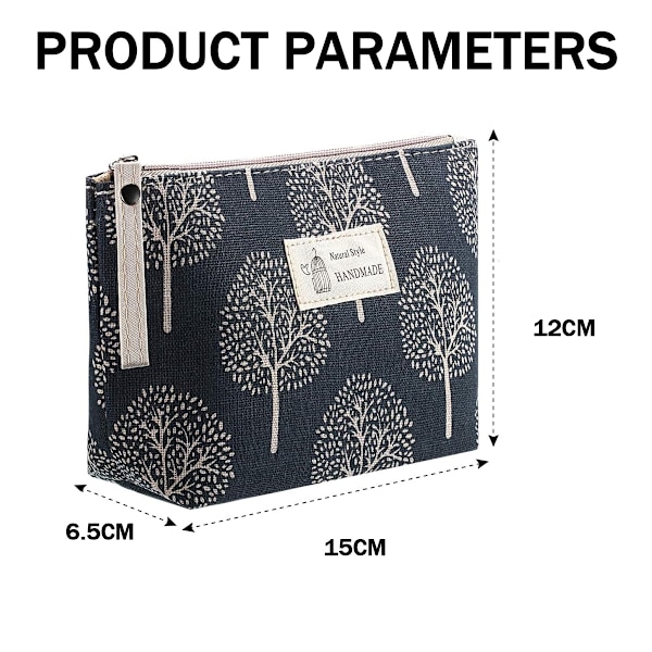 4-pack Canvas Kosmetikpåsar med Tryck, Sminkpåsar med Blixtlås, Multifunktionella Canvas Resepåsar för Kvinnor, Semesterresor, Toalettsaker, 4
