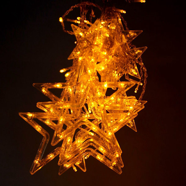 LED-lysstreng med stjerneform Lampe Julebryllup Fest Vindue Dekoration med EU-stik Gul