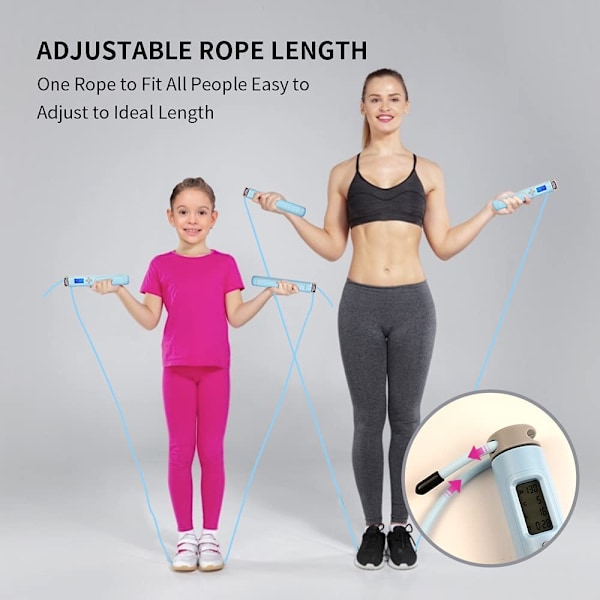 Hopprep med räknare, viktade hopprep för fitness, justerbar sladdlös längd med kalori