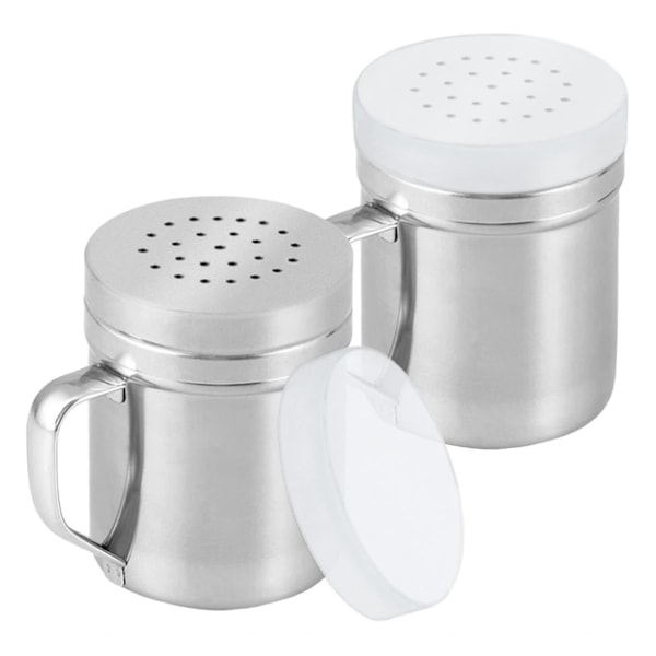 Saltpepparskåp i rostfritt stål, burkar med kryddor med hål och lock för utmatning av parmesanost, salt, socker, peppar,