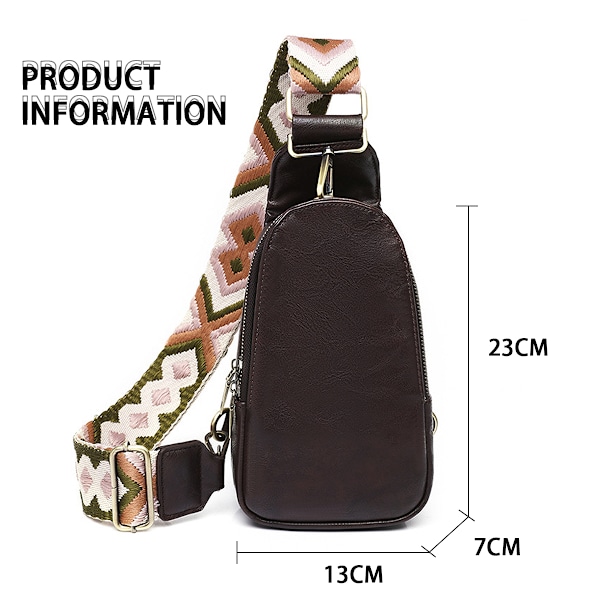 Slingväska för kvinnor, crossbody, PU-läder, liten slingväska, bröstväska, axelväska för resor, vandring