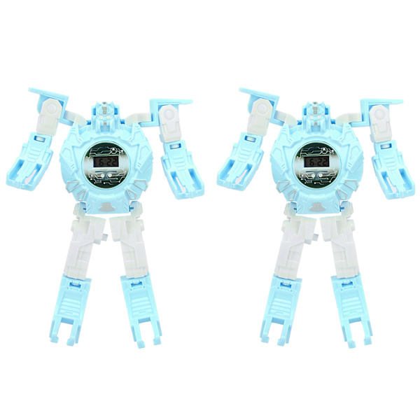 Robot Transformation Deformerad Elektronisk Armbandsur Pedagogisk Leksak Present till Barn Blå