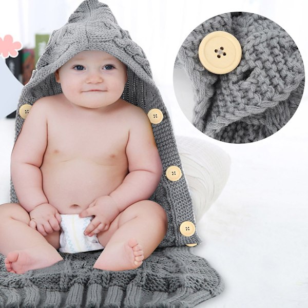 Nyfødt Baby Wrap Swaddle Tæppe Strikket Sovepose Modtagelse Tæpper Barnevogn Wrap til Baby (0-12 Måneder)