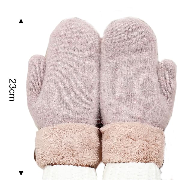 Vinter Tjockare Varmare Damhandskar Stickad Ull Plysch Hel Finger Vantar khaki