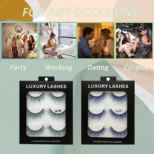 6 Par Fluffiga Fransar 3D Mink Fransar Långa Tjocka Falska Fransar Fransar Makeup Mink Fransar