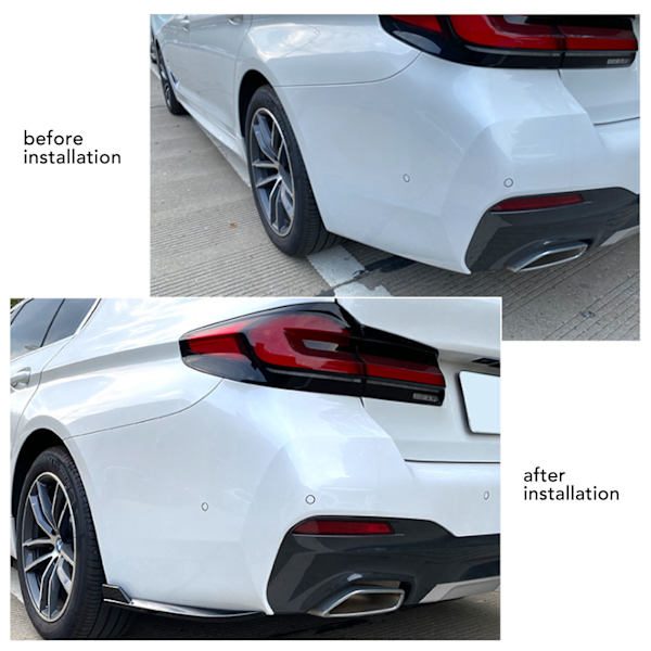 2 stk Bakre Bumper Lip Splitter, Rippesikker, Blank Svart, Lett, Passer for 5-serie G30 M‑Tech 2017+