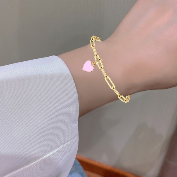 Hjärtarmband och fotkedjor i rostfritt stål för män och kvinnor, armband (15+5cm), fotkedja (21+5cm) Justerbar