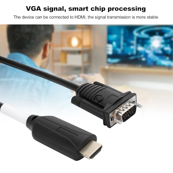 HDMI till VGA Konverteringsadapter Digital till Analog Signaltransformator med 1,2m Kabel