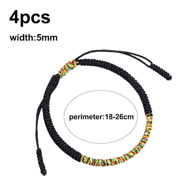 4 stk Lykke Mini Tauverk Buddhistisk Håndlaget Knute Armbånd, Tilbehør for Kvinner og Tenåringsjenter