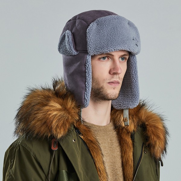 Mænds og Kvinders Vinterhue Tyk og varm Sherpaforet Fleece Pilot Hættehue Vind og Sne Ørevarmere Peruansk Trapperhue