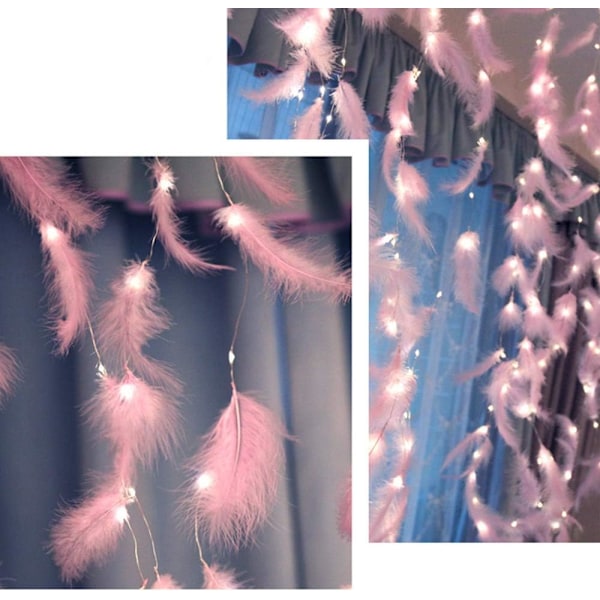 Feather String Lights, led dekorativa lampor, Fjärrkontroll Romantisk vägghängande gardin dekoration$Fjäder String Lights Fairy Lights Batteri
