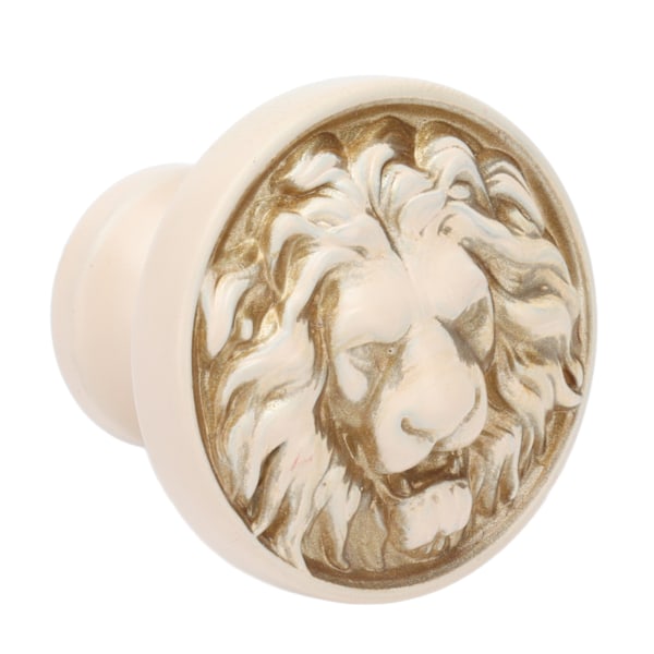 4-pakks Lion Head Dørhåndtak i Sinklegering, Moderne Antikk Tegneserie, Solid Skuffepull, Sirkulær Enkelt Hull Spenne, Håndtak 399 Lion Head Ivory