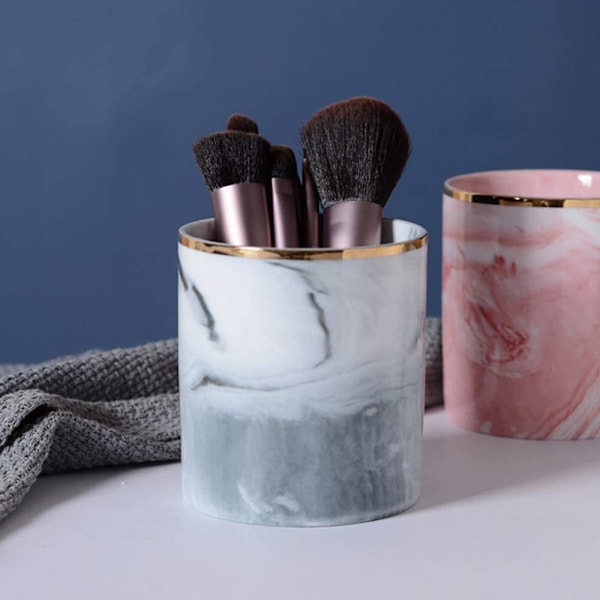Sminkborsthållare Reseborstefodral Väska Kopp Förvaring Dammsäker Med Guldkant Pennhållare Skrivbordsmakeupborste Eyeliner Ögonbrynspenna Förvaring