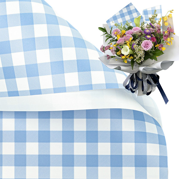 20 st Rutigt Blommiga Presentpapper, Vattentätt Alla Hjärtans Dag Bukett Presentpapper 22,8x22,8 tum Används för DIY-hantverk, Presentförpackning, Blommor