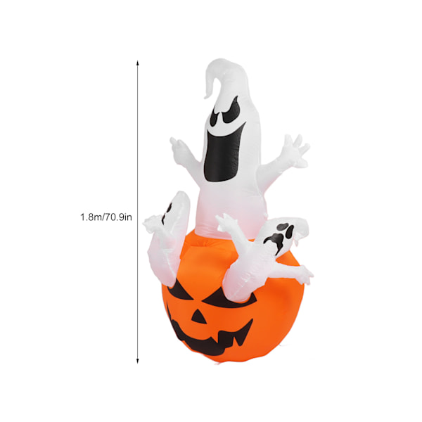 Halloween Oppblåsbar Tre Hvite Spøkelser med LED Lys 6FT Halloween Oppblåsbar Gresskar Spøkelse Hagedekorasjon for Utendørs Hageplen 100 til 240V EU-kontakt