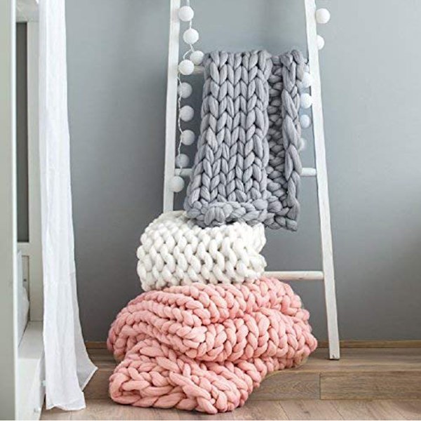 Mysig chunky stickad filt handgjord garn husdjurssäng soffa