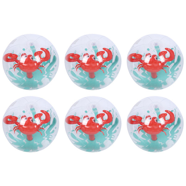 6 stycken 3D strandbollarUppblåsbara strandbollar Krabba Flamingo Enhörning Tema Strandbollar Pool Leksak Bollar för utomhus sommar strand pool födelsedagsfest