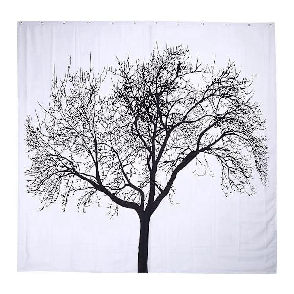 180x180cm Vandtæt Bruseforhæng Badeværelse Polyester 12 Kroge 1# Sort Træ