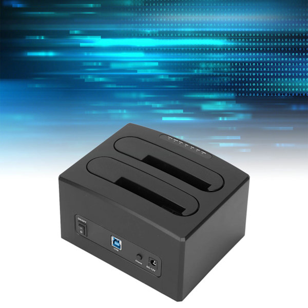 Hårddiskläsare USB 3.0 till SATA I II III Dubbelfack Extern HDD Dockningsstation Offline Klonkopiering för 2,5 tum 3,5 tum HDD SSD EU-kontakt