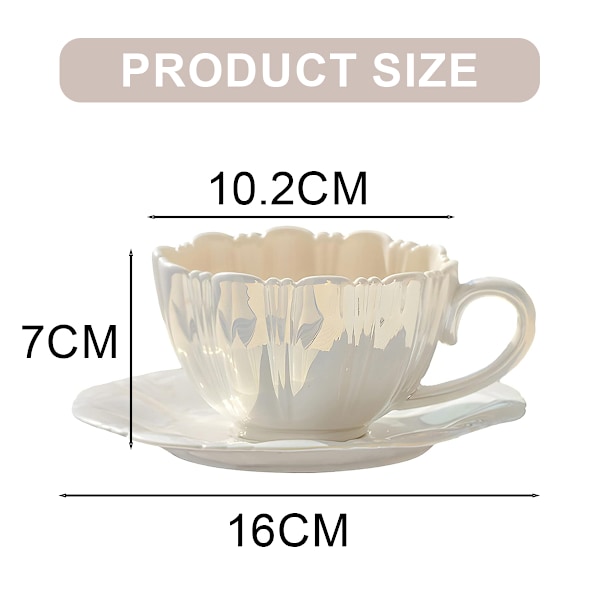 300 ml kaffekopp och fat i keramik med kronblad