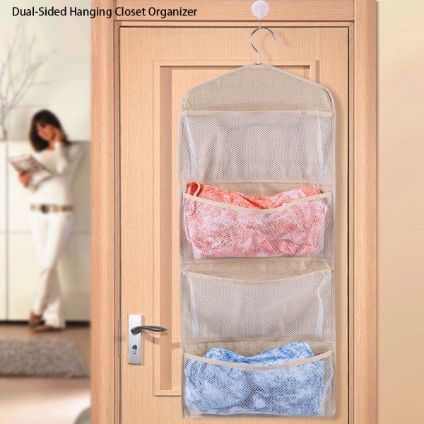 Dubbelsidig Multi-Pocket Hanging Closet Organizer BH Underkläder