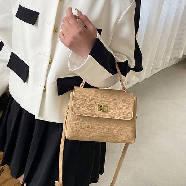 Retro klassisk handväska clutch i PU-läder med dold spänne, lämplig för damer.