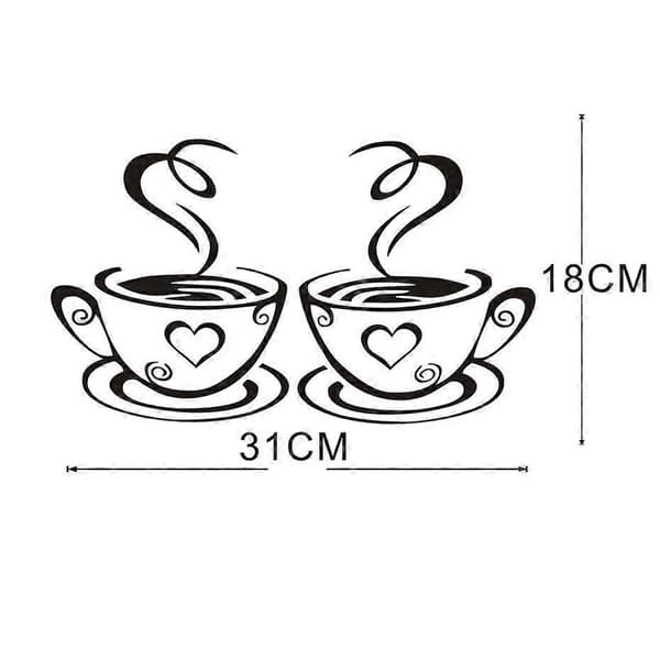 Kaffekopp Design Stickers Vägg Hemdekaler Kök Restaurang Dekor