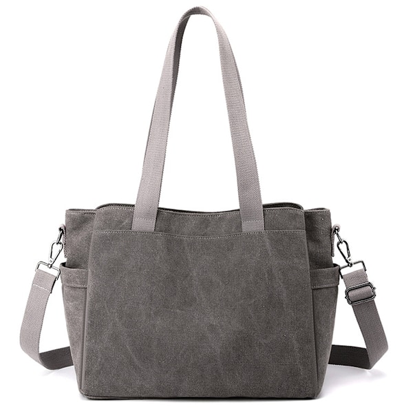 Damväska i Canvas, Vintage Arbetsväska med Flera Fack, Modeaxelväska, Casual Canvas Crossbody-Väska