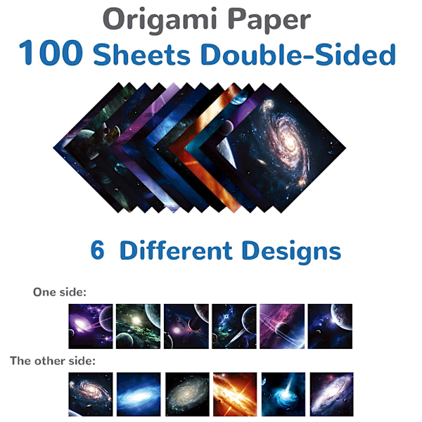 Stjärnhimmel Origami Papper 100 Ark 6 Tum Kvadrat Olika Färg på Båda Sidor Hantverk Origami Papper Konst