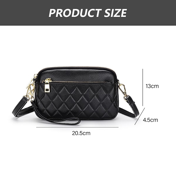 Lättvikts Crossbody-väska för kvinnor med tre blixtlås, quiltad axelväska och handväska