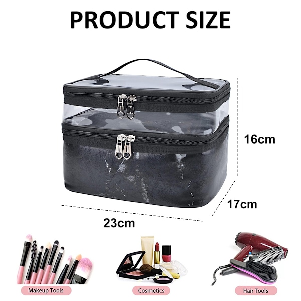 Dobbeltlags Rejse Makeupboks Makeuptaske Toilettaske Bærbar Kvinders Makeuptaske Opbevaring